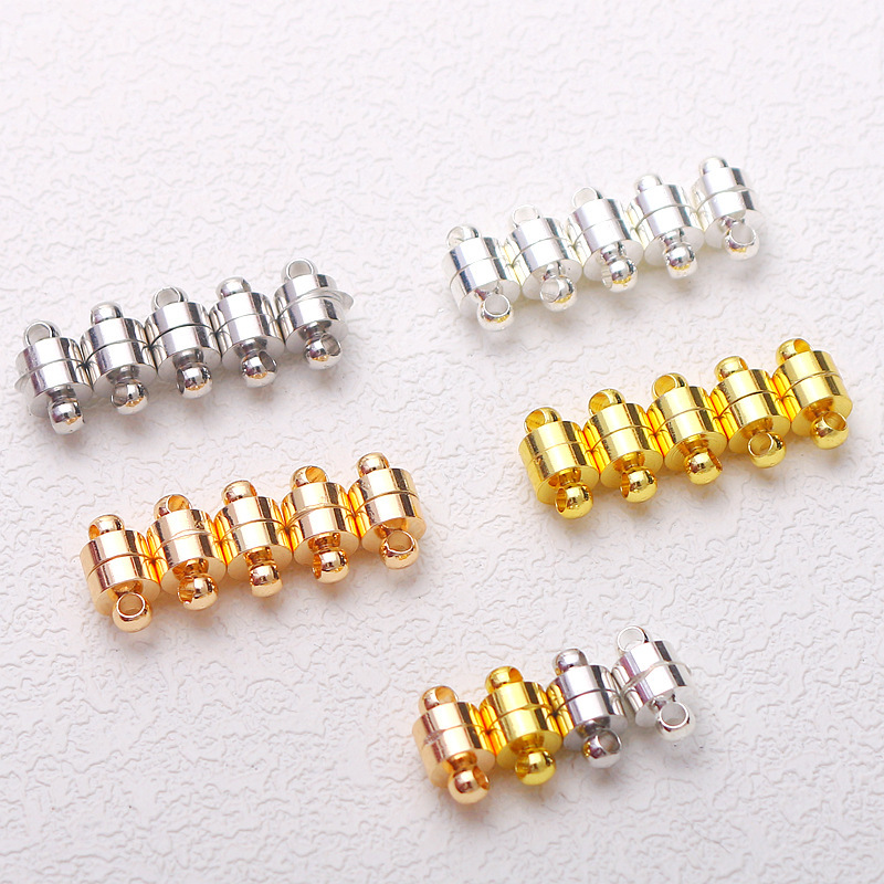 14K Copper Clad Gold Color-Preserving Round Magnet Buckle Handmade DIY Bracelet Ending Connection Port Copper-Clad Silver Necklace Iron Buckle