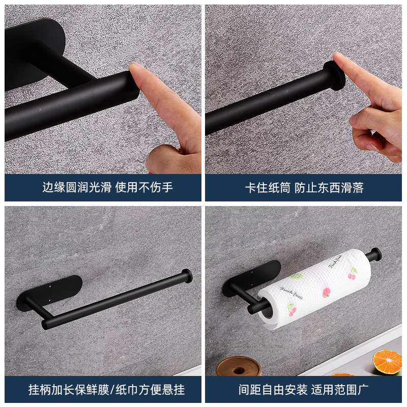 Amazon transfronteriza 304 sostenedor del tejido de acero inoxidable de la cocina rollo de papel de plástico titular de almacenamiento rack perforar libre gabinete