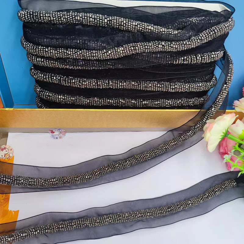 KLHB027  蕾丝  串珠 立体订珠花边手工订珠带珠子条码辅料花边