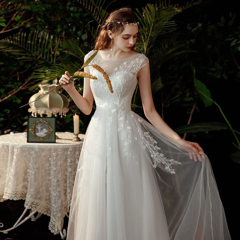 El Comercio exterior europeo y americano Amazon AliExpress desea estación independiente nuevo vestido de novia de encaje largo vestido de novia elegante