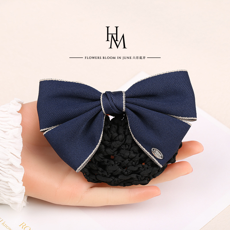 High-End Professional Hair Net Bag Korean Stewardess Nurse Hotel Female Employee Elegant and Fashionable Work Bow Hair Net