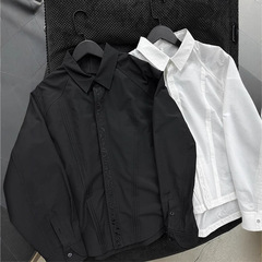 Cleanfit永生花刺繍シャツ男性モデル春秋小衆デザイン高級感痞帅長袖シャツコート