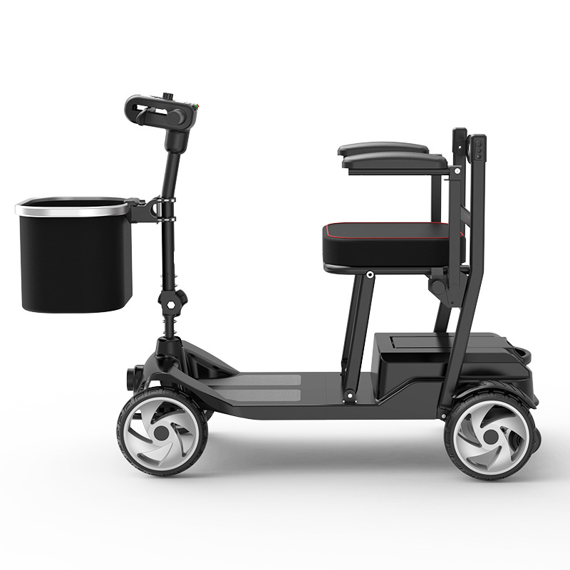 Light-Step Scooter for the Elderly, Four-Wheel Electric Folding, Lightweight Travel, Portable Battery Car for the Elderly
