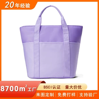 大号保温冷藏手提包商务通勤饭盒保温包旅行露营拼色冰包保鲜背包