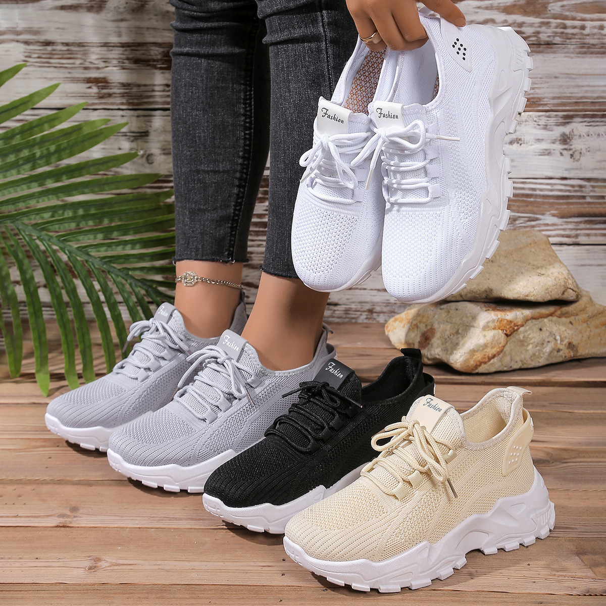 Wow Shoes Women's Fashion New Foreign Trade Mesh Breathable Sports Shoes Retro White Shoes Korean Style Casual Women's Shoes