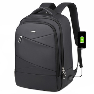 Cross-border New Style Computer Bag Men's Multifunctional Business Casual Backpack Leather Film Simple Large Capacity Waterproof Backpack for Men