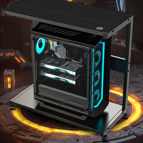 Printer Rack under the Desk, Floor-Standing Multi-Layer Mobile Storage Iron Cabinet, Gaming Room Computer Host Bracket