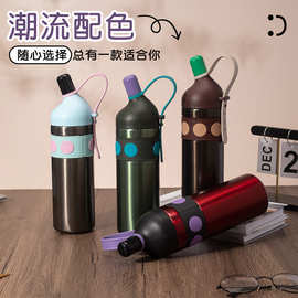 新款复古吸管杯不锈钢保温杯户外便携运动水杯大容量登山手提水杯