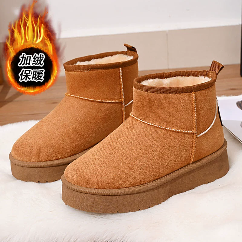 Зимние новые снежные сапоги с толстым дном для женщин увеличены внутри