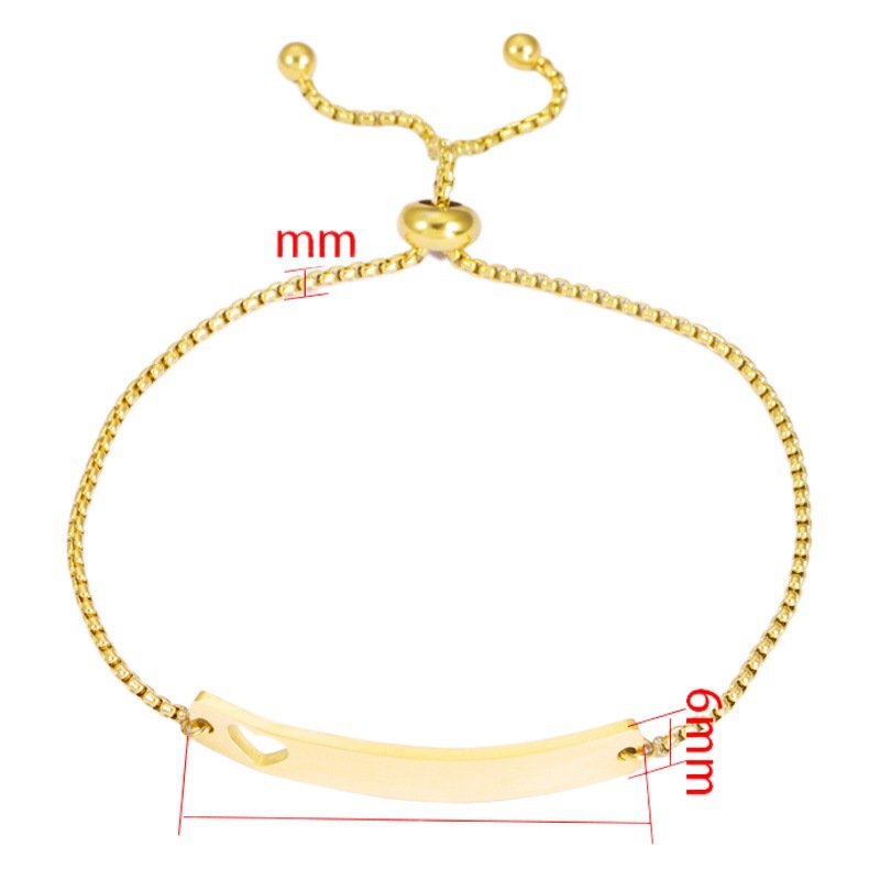 Espejo de acero inoxidable corazón hueco doblado tira larga pulsera ajustable caja cadena bar leterable mano adornos