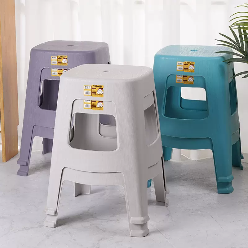 加厚塑料凳子北欧方凳成人椅子可叠放餐桌板凳家用现代简约高凳子