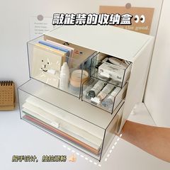 简约透明抽屉收纳盒桌面文具杂物分格整理大容量宿舍化妆品置物架
