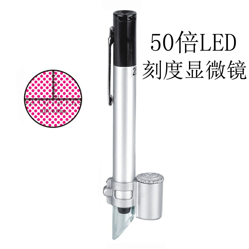 Ручка 50 раз чтение измерения светодиодная Лупа защита от подделок этикетка каллиграфия и живопись антикварный идентификационный миниатюрный микроскоп