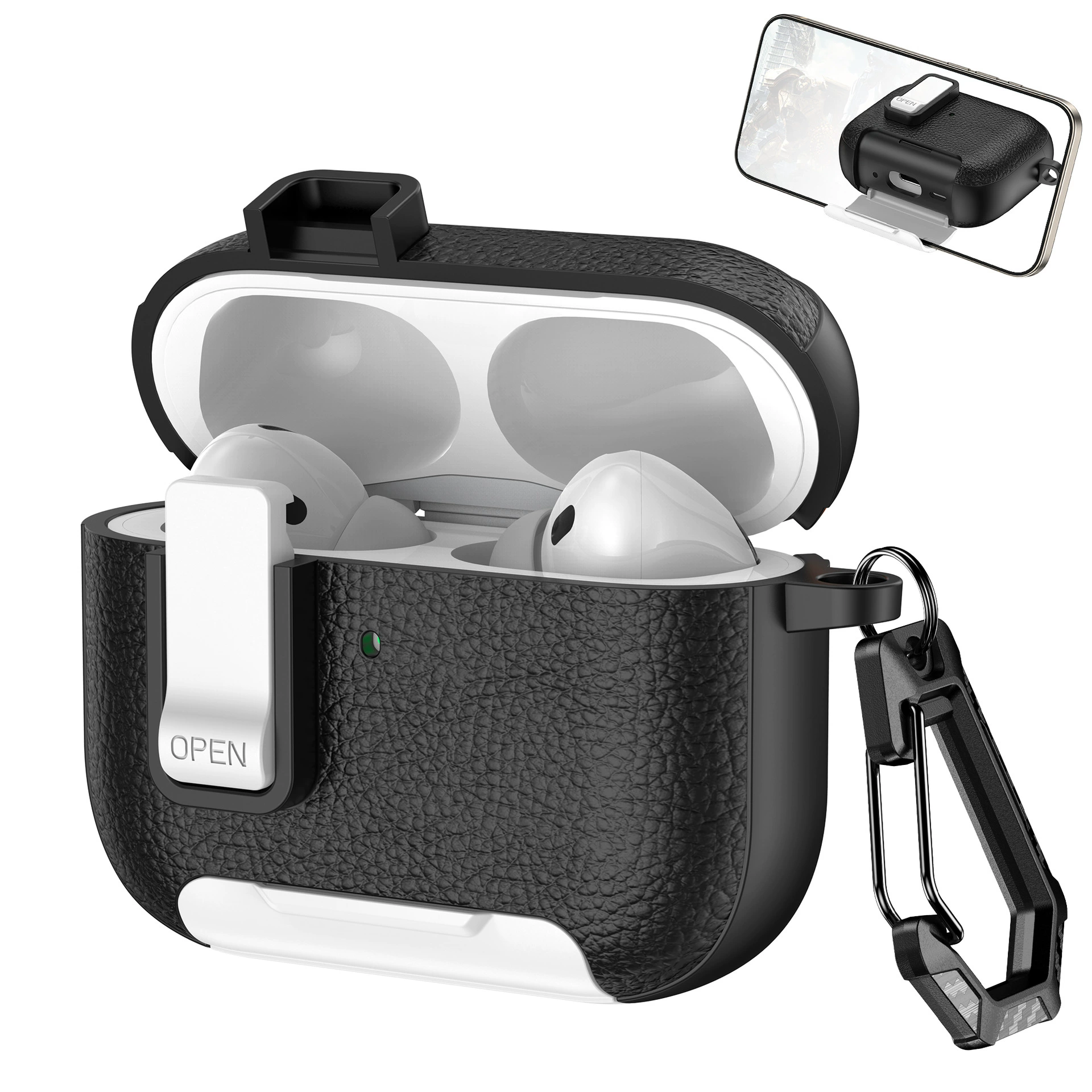 Подходит для наушников AirPods 4 раковина мобильного держателя замок Pro2 бизнес-мальчики наушники Pro3 простая кожаная отделка