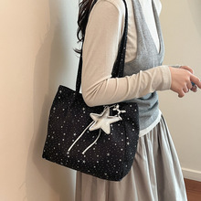 韩版简约高颜值爆闪星星女士洋气单肩包慵懒风大容量通勤腋下包