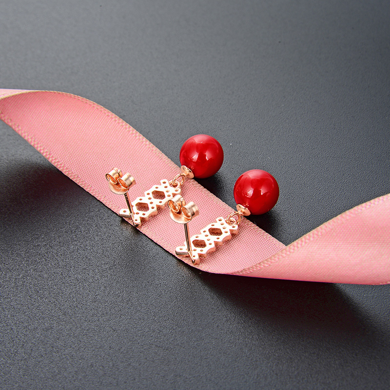 Aretes de perla roja para mujeres 925 plata esterlina nicho ligero lujo de alto nivel 2025 nuevos auriculares de Año Nuevo