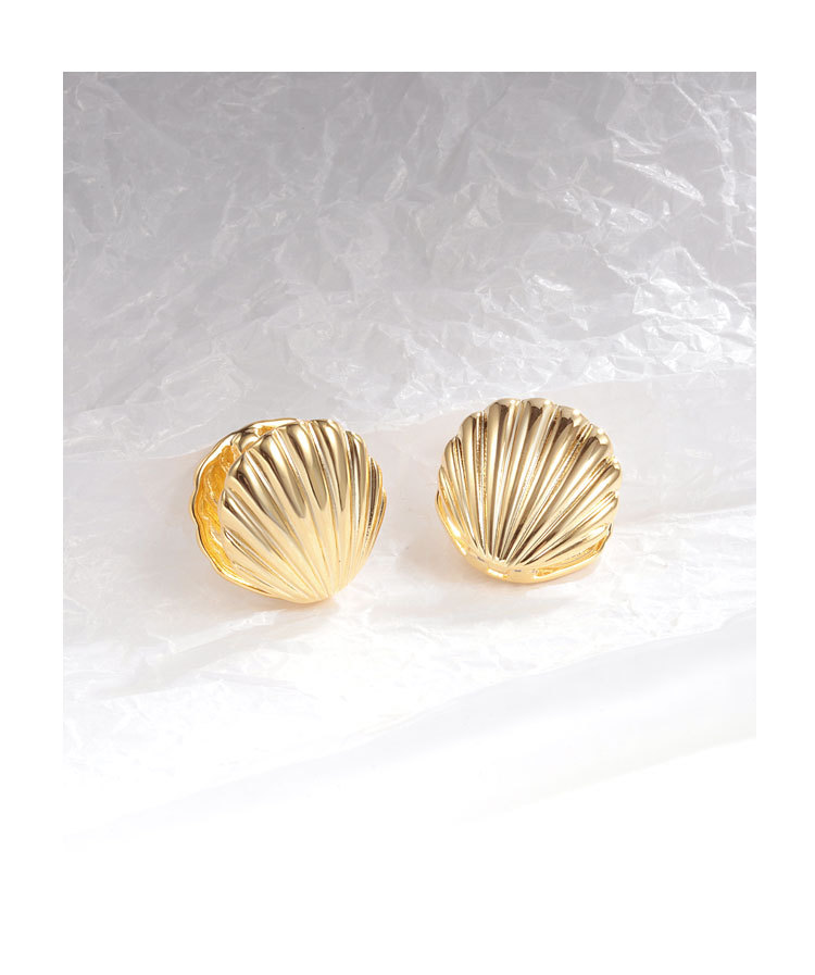 18g Weight Copper Ear Needle Material Earrings Classification 1 Pair Quantity Holiday, Daily Occasion Copper Material Shell Pattern Women's Gender Simple Style Style 1 Pair Simple Style Shell Copper Earrings 7