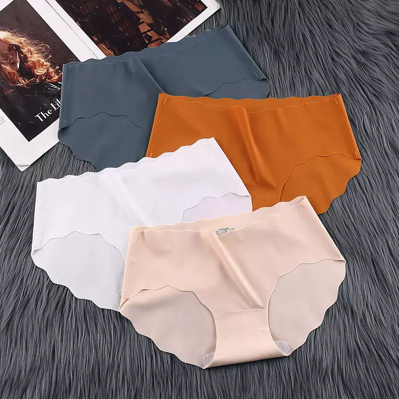 冰丝无痕内裤女透气纯棉档抗菌厂家直销中腰纯色大码三角内裤批发