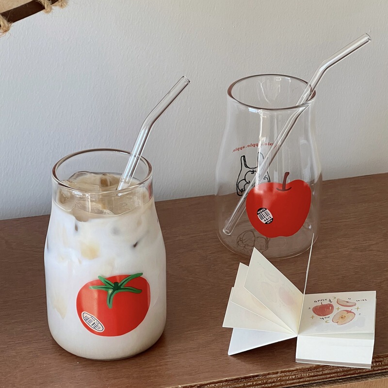 High-Looking Ins-Style Tomato Glass Cup, High Borosilicate Straw Cup, Iced American Coffee Cup, High Temperature Resistant Creative Water Cup High-Looking Ins-Style Tomato Glass Cup, High Borosilicate Straw Cup, Iced American Coffee Cup, High Temperature Resistant Creative Water Cup