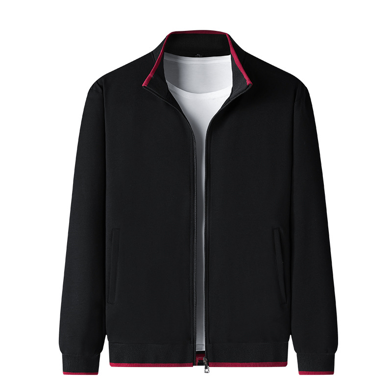 Cardigan à capuche en pur coton pour homme, vêtement de sport à col montant pour le printemps et l'automne, pour papa d'âge moyen, décontracté pour la course à pied_voghion.com