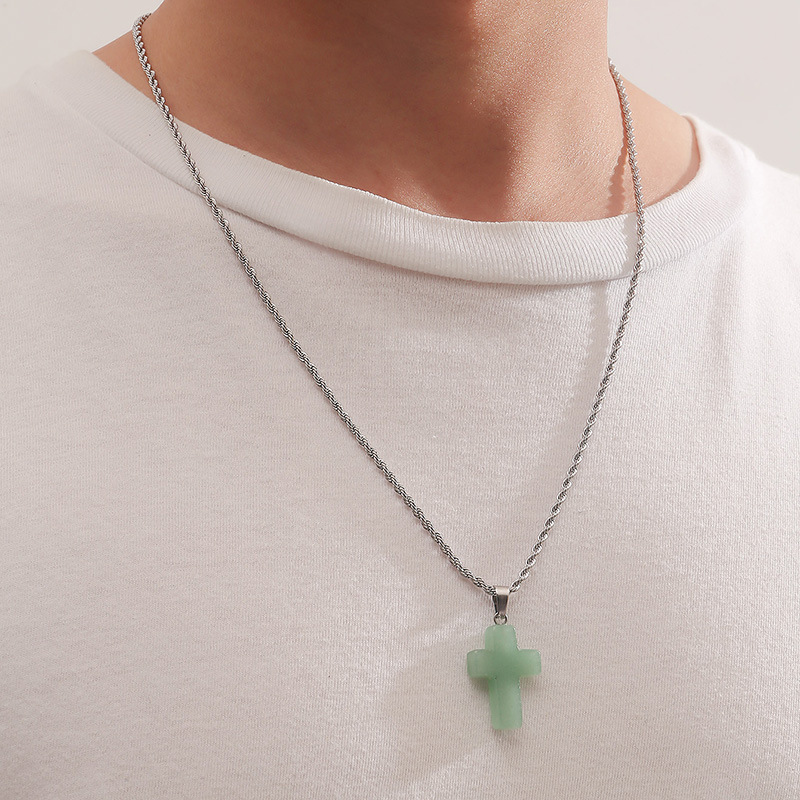 1 Piece Fashion Cross Artificial Crystal Mixed materials Menu0027S Pendant Necklace