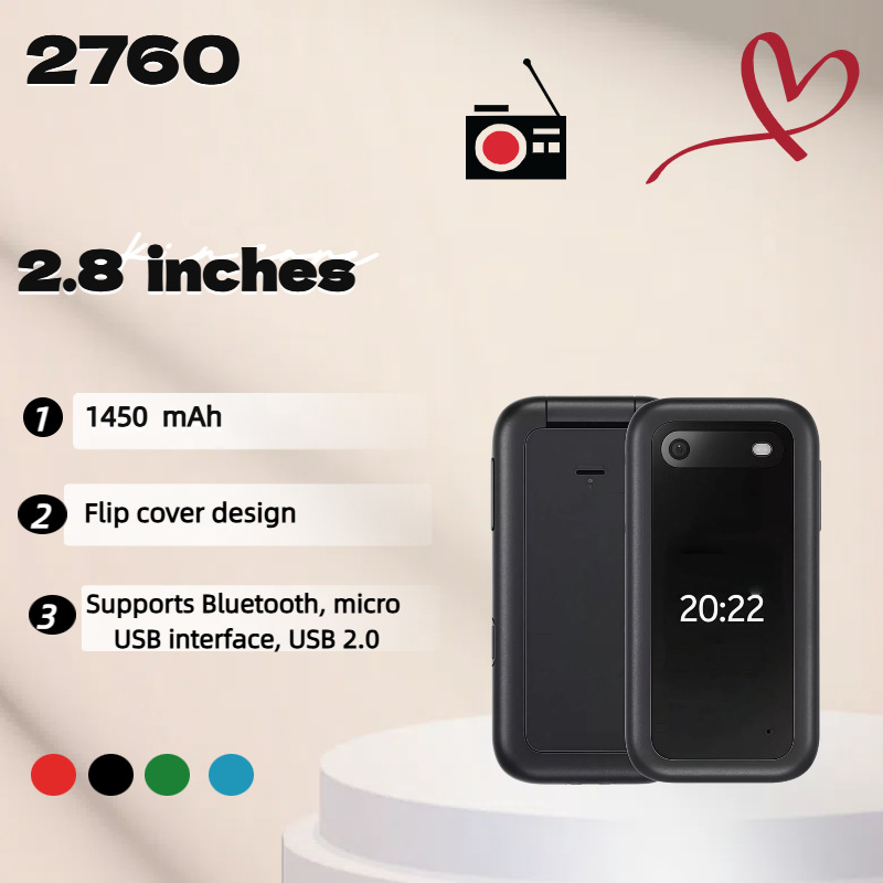 手机 2760 GSM 2G非智能手机 双卡翻盖按键老人老年大屏手机 ราคา 2,297 บาท*ส่งฟรี