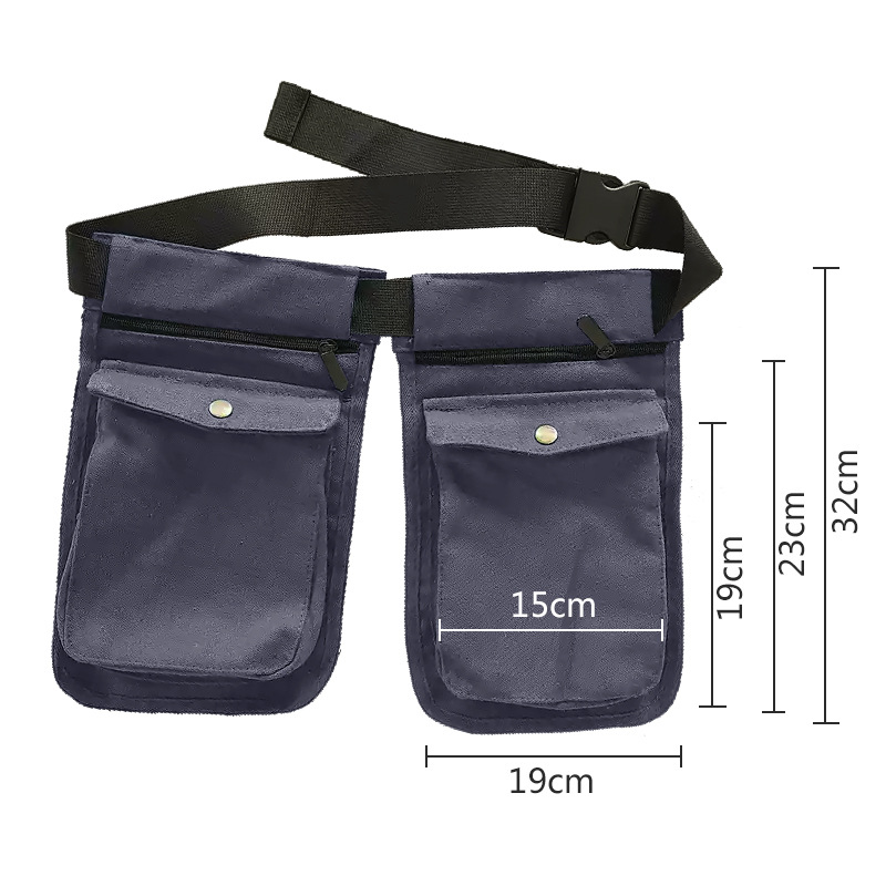 Transfronterizo nuevo estilo gris oscuro bolsillo simple con cremallera delantal moda Amazon multifunción exterior riñonera ajustable