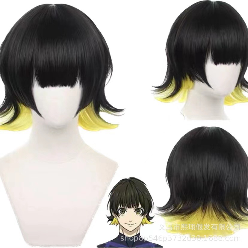 Blue Prison Cosplay Bee Music Back Anime Wig Anti-Curling Double Stitching Simulation Comfortable Headgear in Stock Wholesale