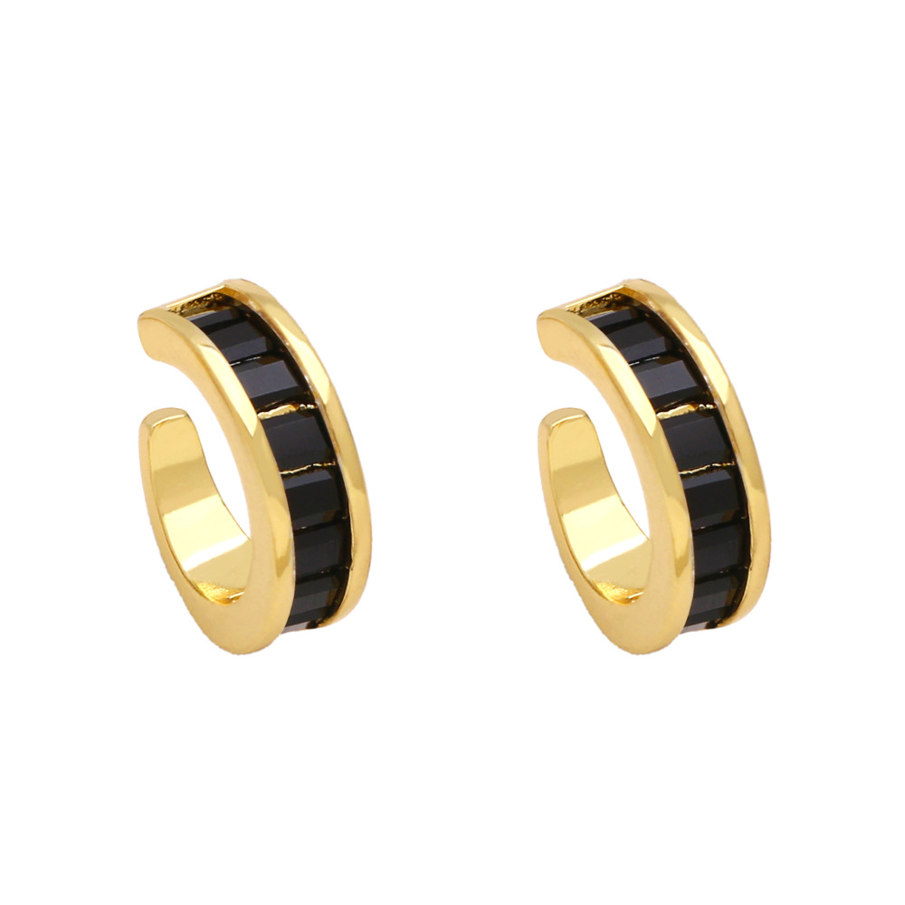 Fashion Geometric Copper Inlay Zircon Ear clips 1 Pair