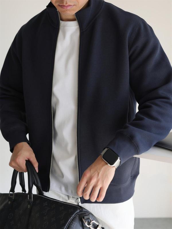 立领拉链卫衣外套男生秋季新款简约纯色高级感痞帅休闲长袖夹克潮|undefined