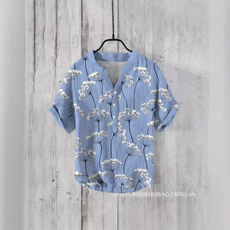 Cross-border Amazon Ukiyo-e Elements Creative Printing 3-breasted Shirt 3D Digital Printing Casual Men's Shirt