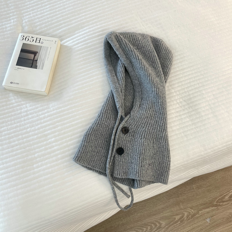 161g Weight Wool Cap Hats Type Holiday, Daily Occasion yarn, Polyester Material Solid Color Pattern Autumn&Winter Season Women's Gender Simple Style, Classic Style Style Eaveless Rim Balaclava Women's  Winter Warm Hat Scarf Integrated Knitted Earflaps Woolen Cap High Sense 7