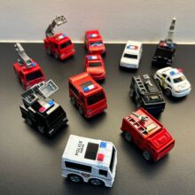 儿童玩具车仿真合金车模迷你Q版回力小汽车 云梯消防车救护车警车