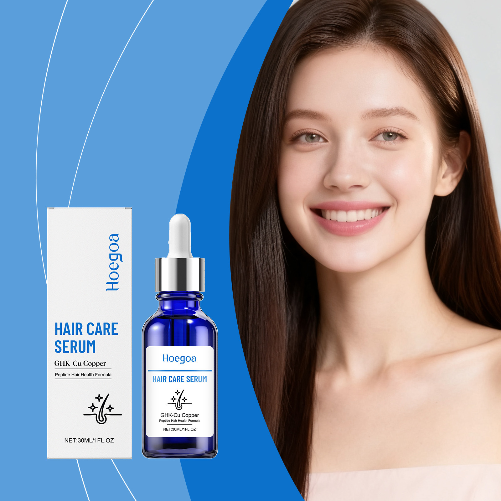 HOEGOA Copper Peptide Hair Serum Humectant Hair Serum Smooth Hair Serum Hair Care