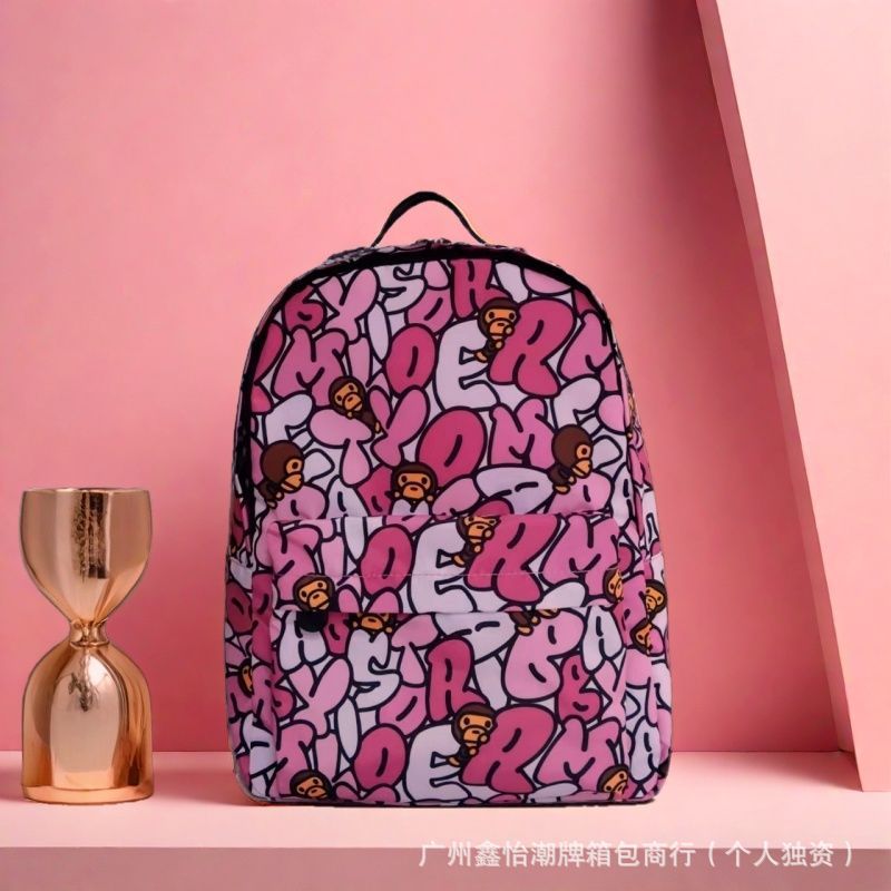 Bape バックパック漫画猿文字学生男性と女性多用途スクールバッグカジュアルファッションバックパックトレンディなブランドカップル|undefined