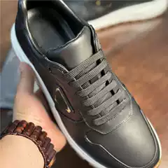2025 Spring and Autum New Men's Fashion Sports Shoes Metal Triangle Logo Silk Strap Genuine Leather Men's Shoes Comfortable