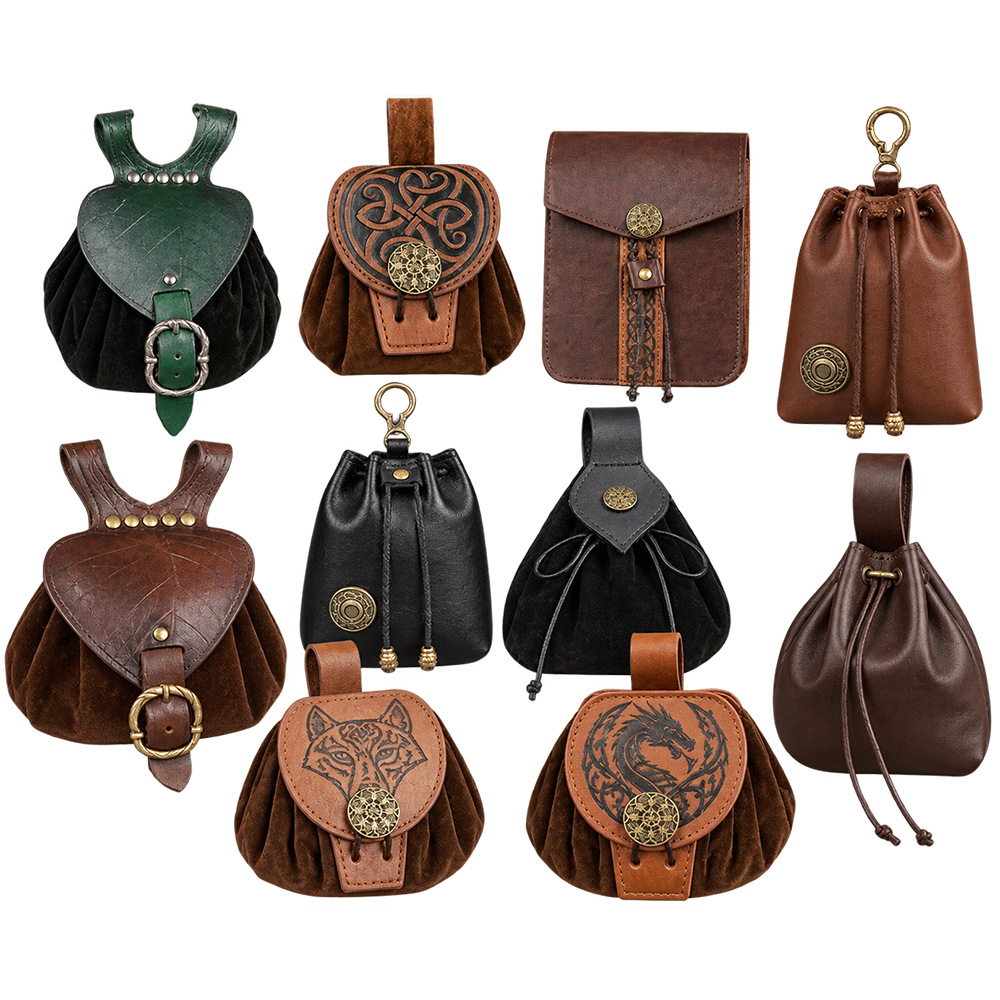 中世纪万圣节服装配件囊袋凯尔特狂欢节维京骑士COSPLAY腰包道具