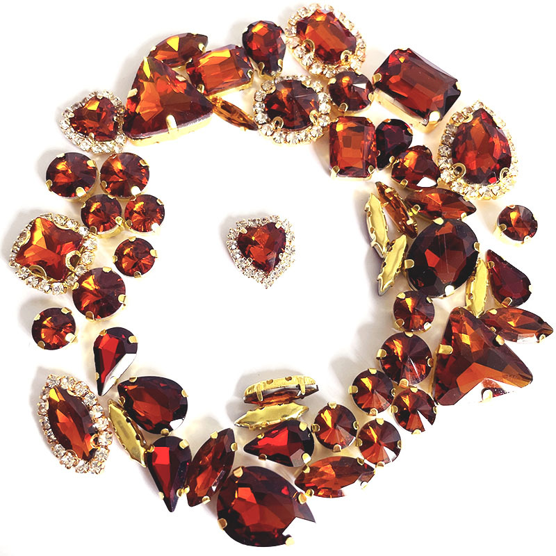 Cross-border 50 mixed crystal welded edge single-claw hand-stitched diamonds, wedding dress accessories, headwear DIY diamond jewelry