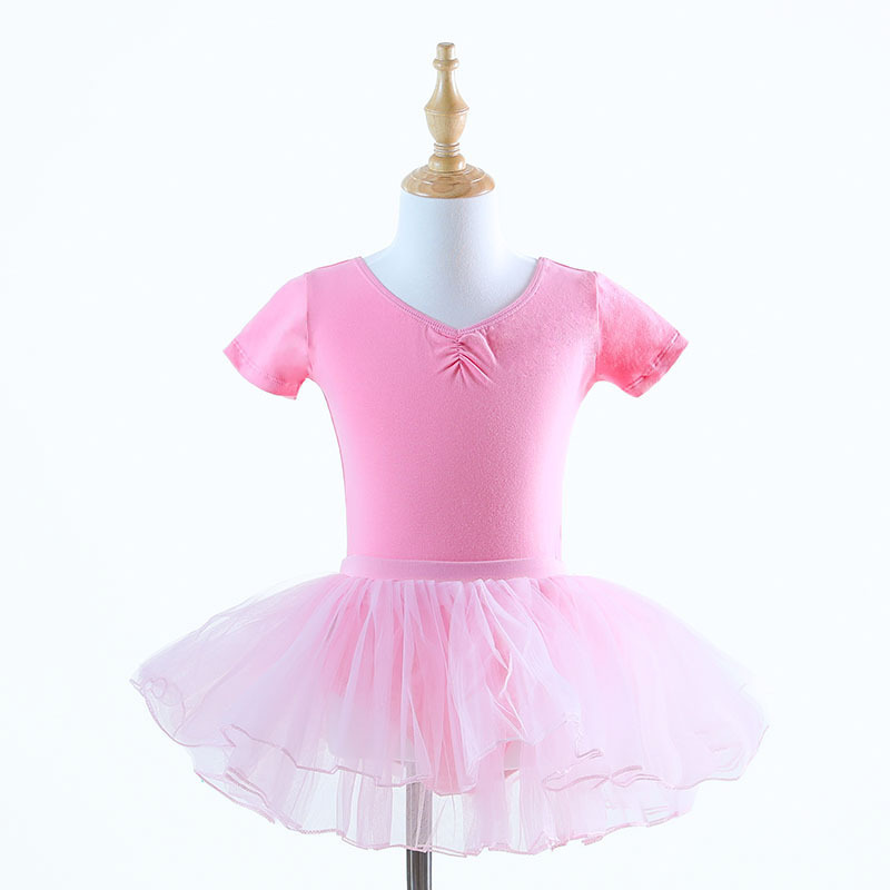 Niños niñas de verano de mangas cortas vestidos de entrenamiento para niñas vestidos de ballet chino vestidos de gimnasia para niños pequeños vestidos de ballet