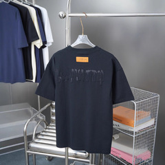 Donkeyjia 25 新しいスタイルの布刺繍文字ロゴ半袖男性と女性のルーズで多用途な T シャツトップ OS の正しいバージョン