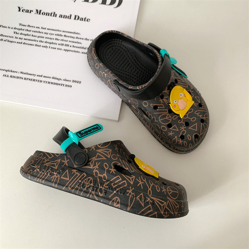 PVC clogs for outer wear  new summer anti-slip thick-soled home couple sandals and slippers, high-end sandals