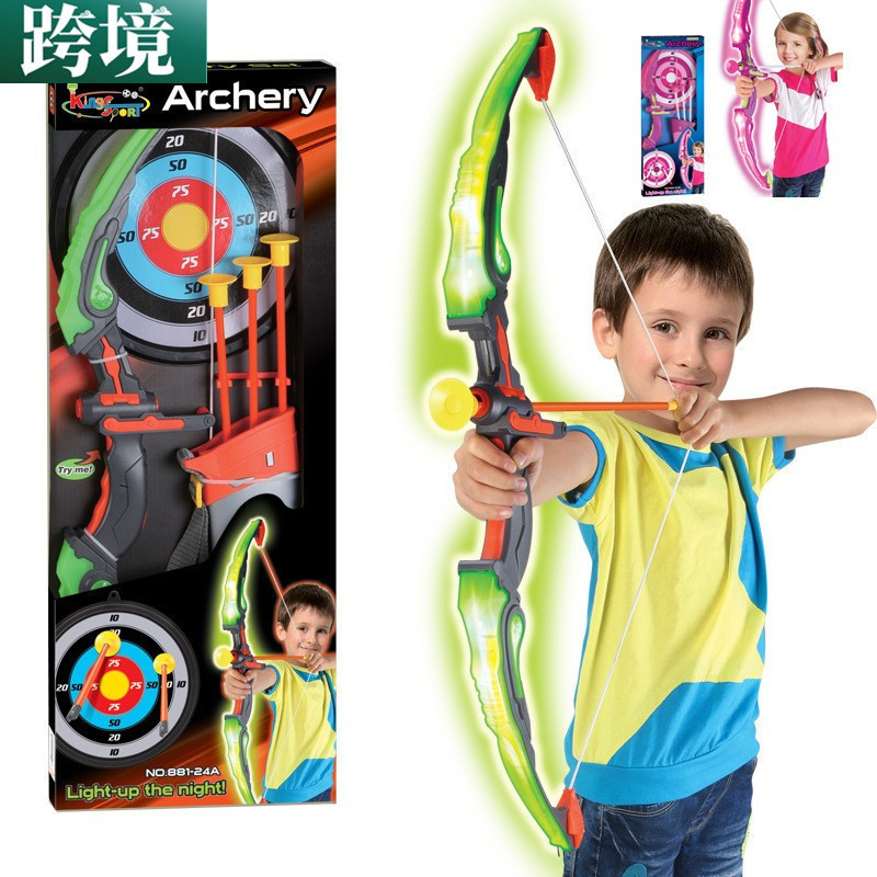 Cross-Border Bow and Arrow Toys Children's Shooting Archery with Suction Cup Flash Bow and Arrow Wholesale Toys