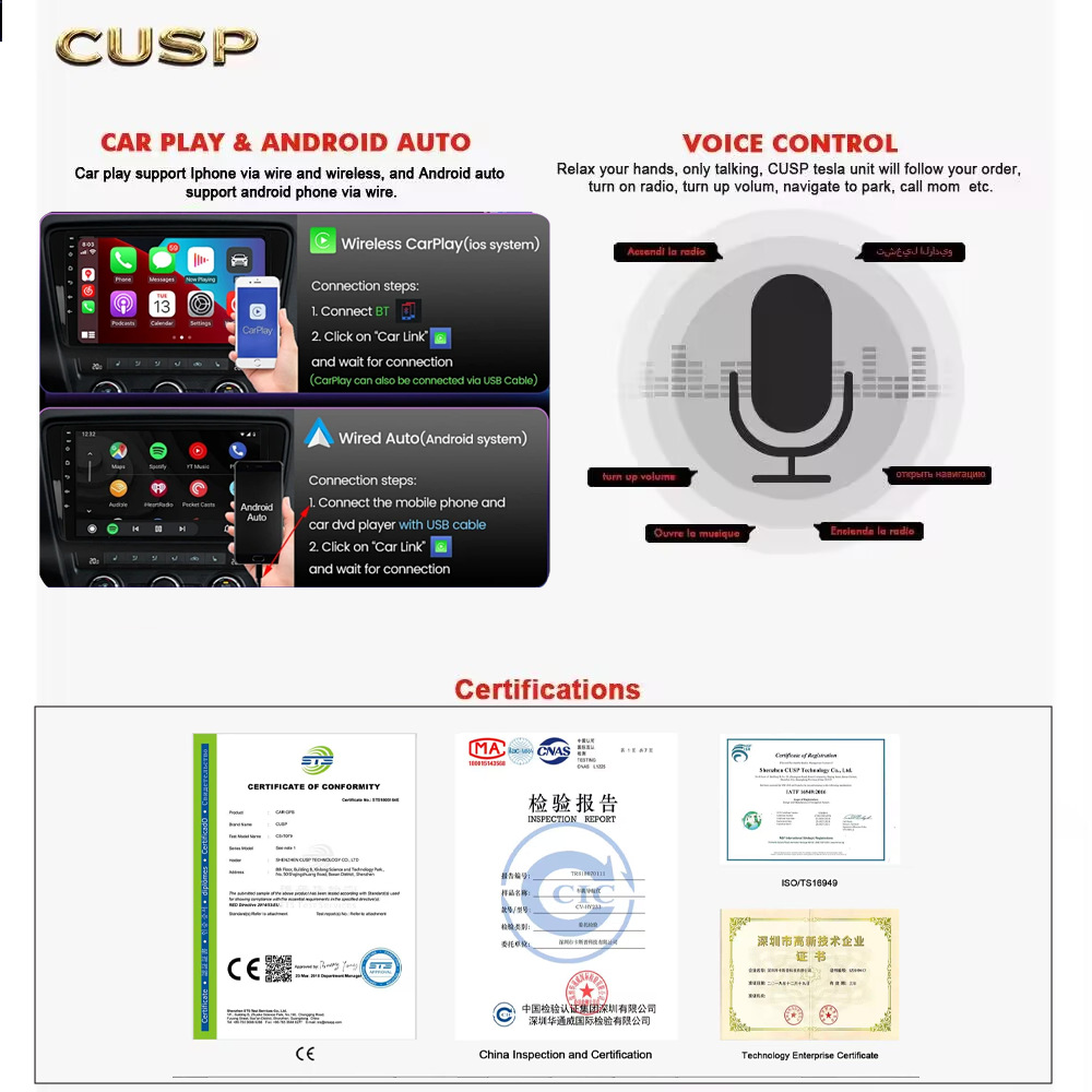 CUSP Carplay to Android box Car Machine Interconnection Qualcomm 6125 eight nuclear 8 128G Cross-border Hot Selling