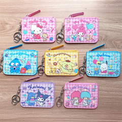Cartoon Anime Printed Card Case Slim Wallet Dual-Use with Keychain Hook Kurumi PU Card Holder Dispersed Wallet