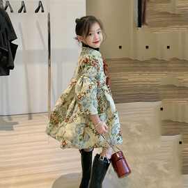 女童连衣裙春秋装新款洋气蝴蝶结中国风长裙儿童宝宝公主裙潮