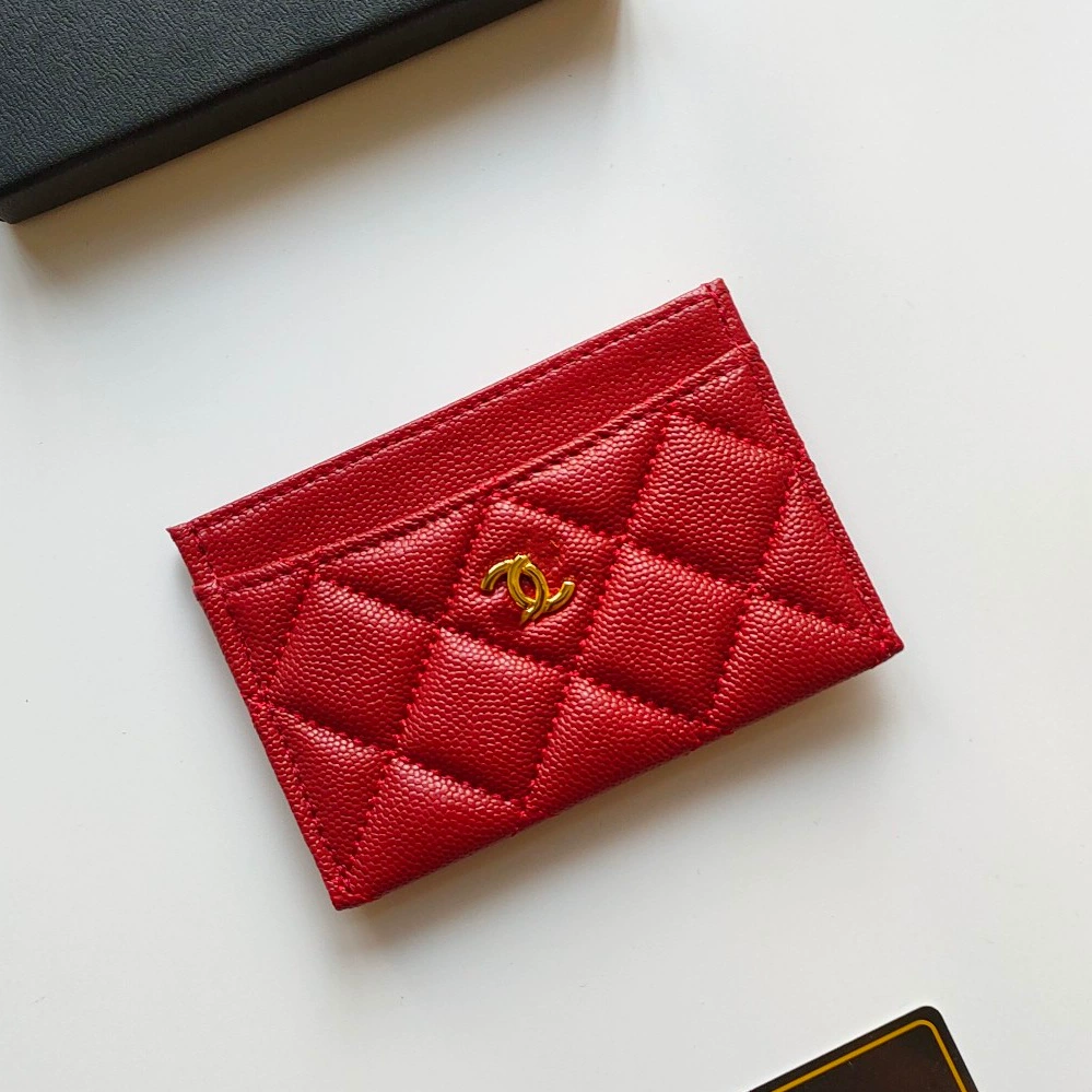 Кардхолдер (стиль Chanel) из натуральной кожи, стеганый тонкий кошелек, 7.5×11.2×0.5 см, мультicolor