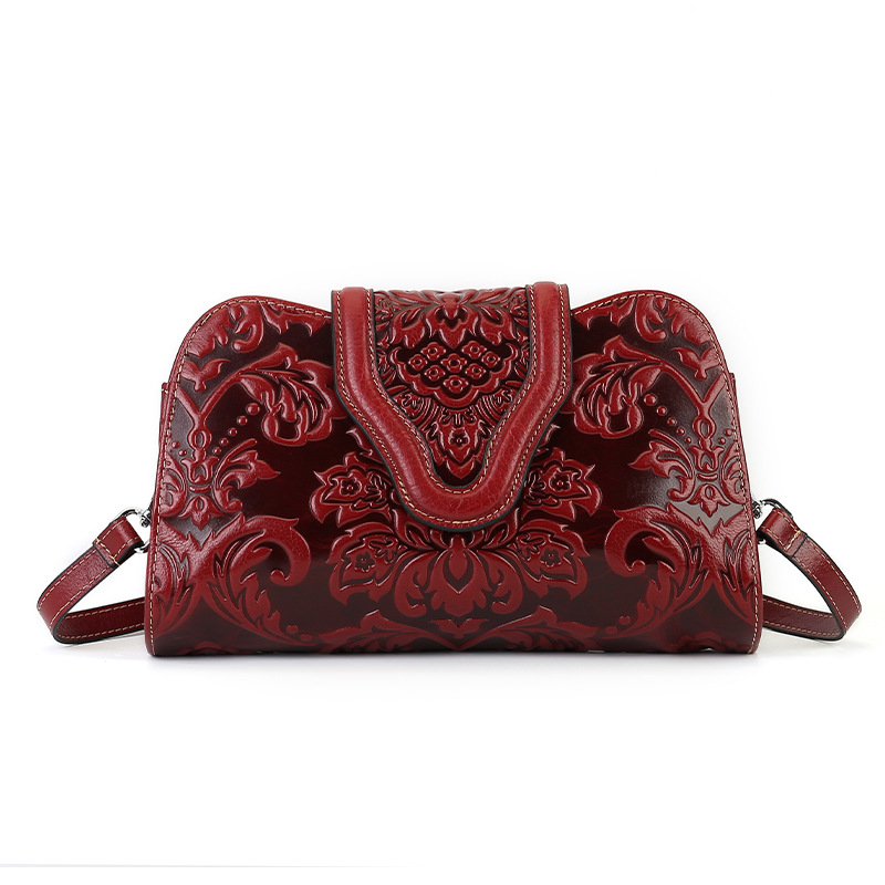 2025 New Retro Embossed Evening Clutch Bag Luxury Genuine Leather Handbag For Evening Gowns And Cheongsam Banquet Underarm Bag - Thumbnail 5
