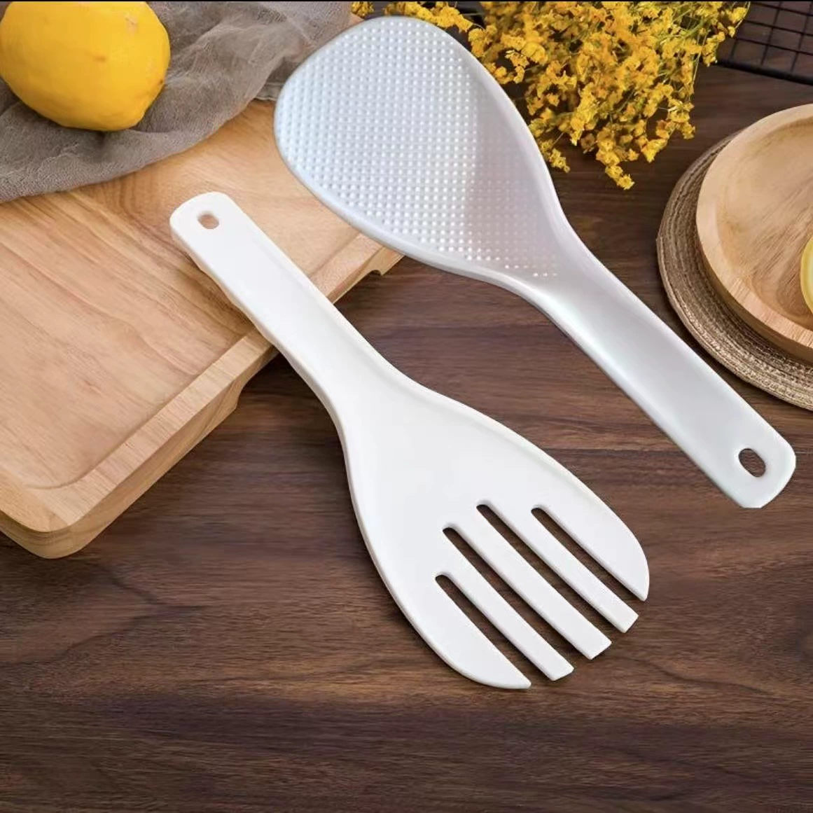 Коммерческая утолщенная очень большая ложка для риса с антипригарным покрытием для сервировки риса в ресторане, кафетерии, пластиковая ложка для риса с пятью пальцами, большая ложка для риса