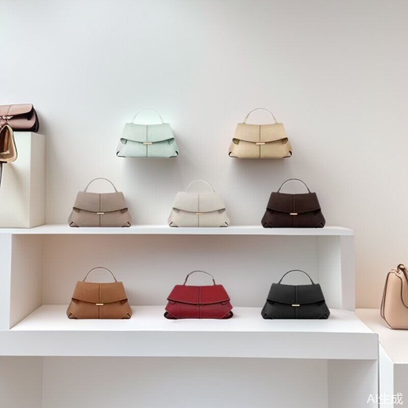 Polene Smile Bag Wave Linen Retro New Genuine Leather Women's Tote Bag Fashion Single Shoulder Handheld Crossbody Bag