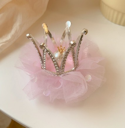 Girls Crown Headdress Children's Crown Princess Barrettes Mesh Super Fairy Baby Hair Clip Does Not Hurt Hair Little Girl Hair Accessories